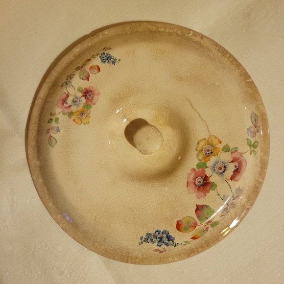 Vtg Bak– Serv Guaranteed Oven Proof P. C. P. Co. 1940 Covered Bowl Floral Design - Picture 5 of 11